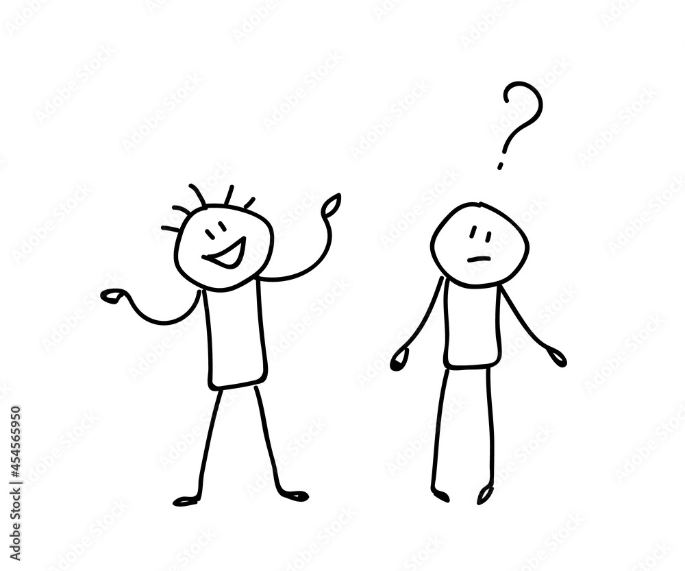 Two people speak. Idea and doubts. Sketch. Vector illustration. Two people speak. Idea and doubts. Sketch. Vector illustration.