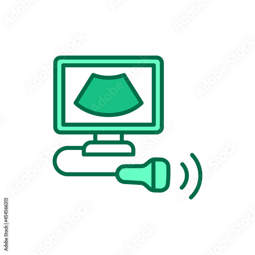 Ultrasonic diagnostic system color line icon. Isolated vector element.