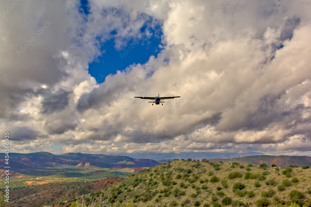Airplane On Approach to Sedona Airport AZ