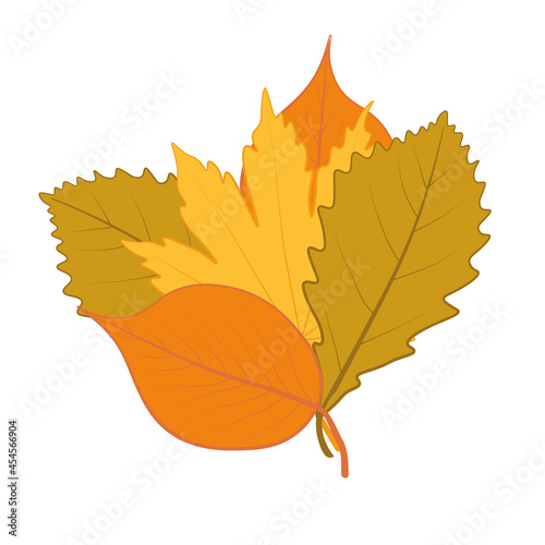 Vector illustration. Flat style. A bouquet of autumn leaves for an autumn mood. 