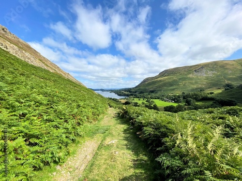 A view of the Lake District near Lake Ullswater on a Sunny August day