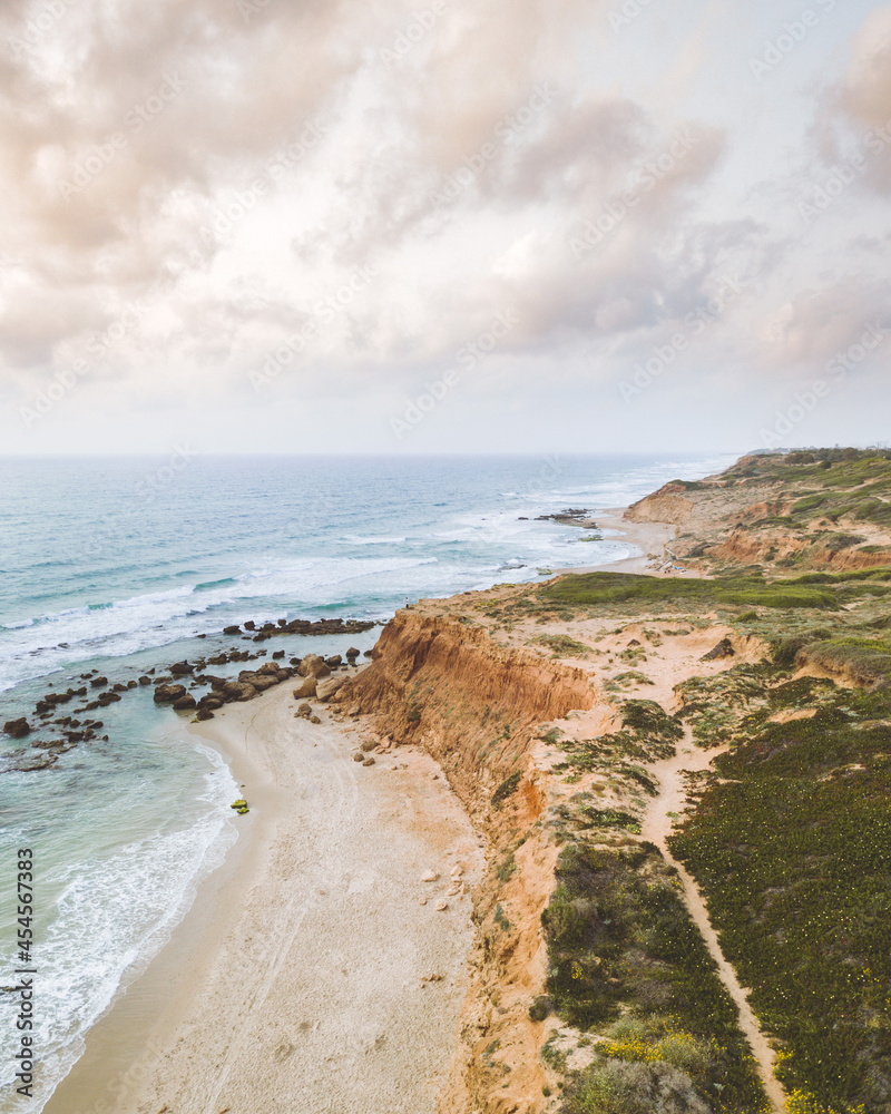 Rocks near the Mediterranean sea on sunset 