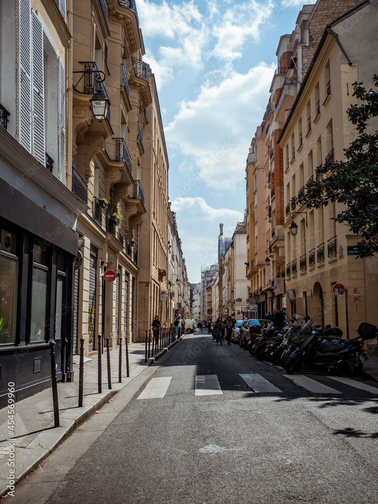 Parisian street on sunny morning