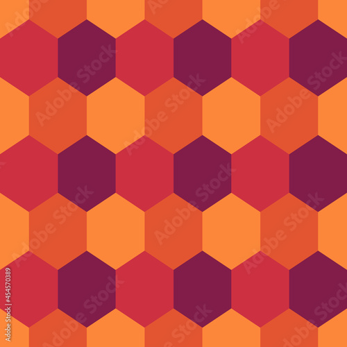 Seamless pattern. Hexagons ornament. Tiles background. Hexahedrons wallpaper. Ethnic motif. Geometrical backdrop. Digital paper. Geometric web designing. Mosaic textile print. Vector artwork.
