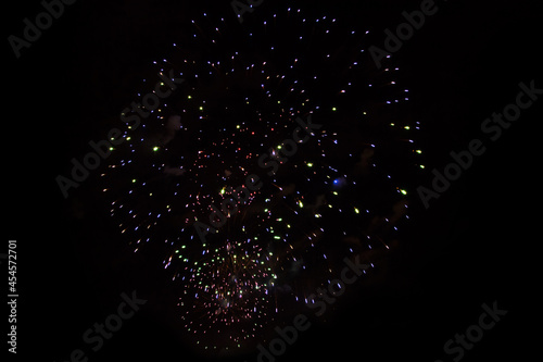 Firework on black background, closeup