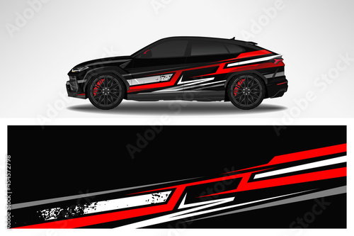 Wrap car vector design decal. Graphic abstract line racing background design for vehicle  race car  rally  adventure livery camouflage.