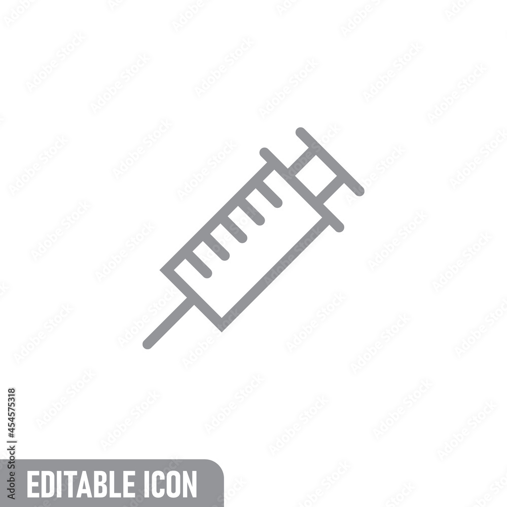 Syringe icon. Vaccine vaccination symbol. Editable line stroke. Syringe icon. Vaccine vaccination symbol. Editable line stroke.