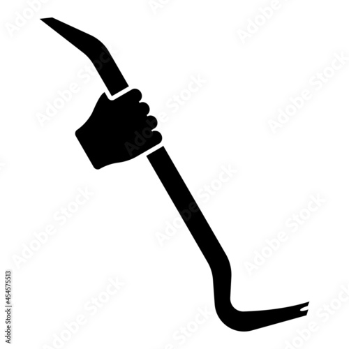 Crowbar in hand holding tool use Arm using Multifunctional utility bar icon black color vector illustration flat style image