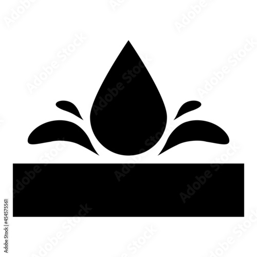 Waterproof Water resistant surface Drop pushing out foundation impermeable fabric wet protection Hydrophobic material icon black color vector illustration flat style image