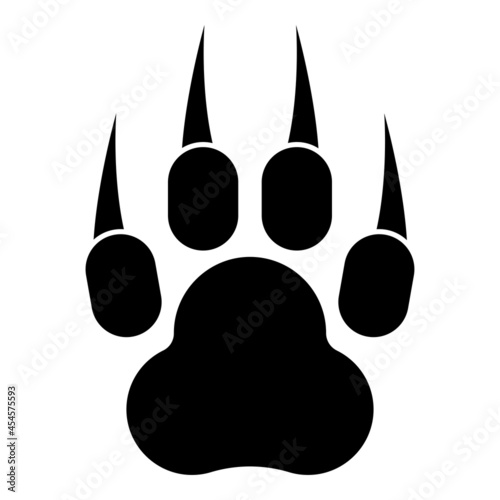 Print paw wild animal with claw track footprint predatory pawprint icon black color vector illustration flat style image