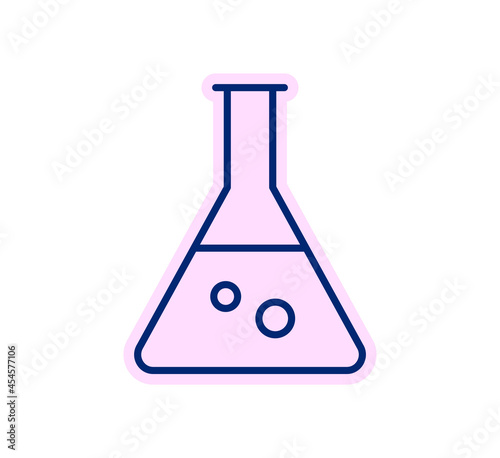 Vector laboratory beaker icon. Illustration flat chemical experiment in the flask. Science technology. Lab logo template. Isolated object for science apps and websites