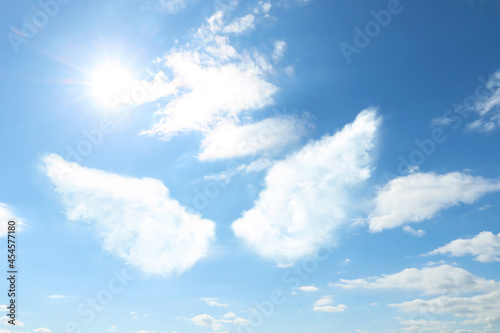 Fototapeta Naklejka Na Ścianę i Meble -  Silhouette of angel's wings made of clouds in blue sky