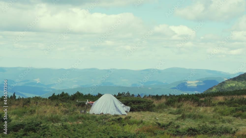 Rest in the mountains with a tent