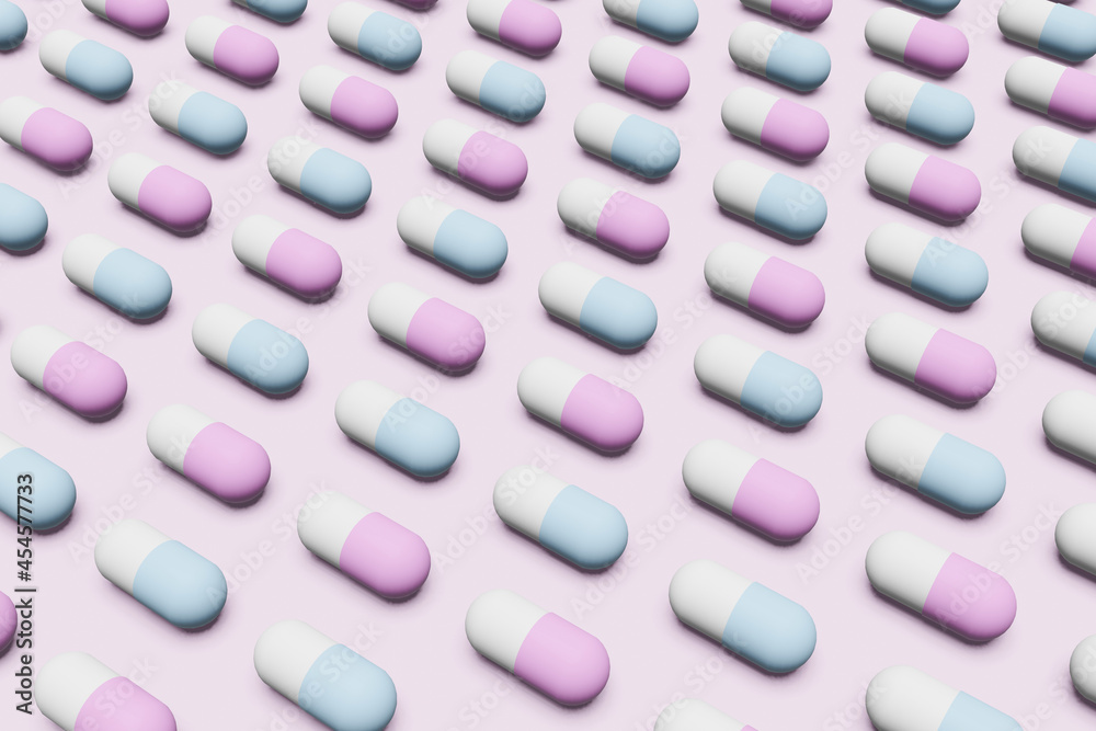 repeating pattern of blue and pink capsule pills repeating pattern of blue and pink capsule pills