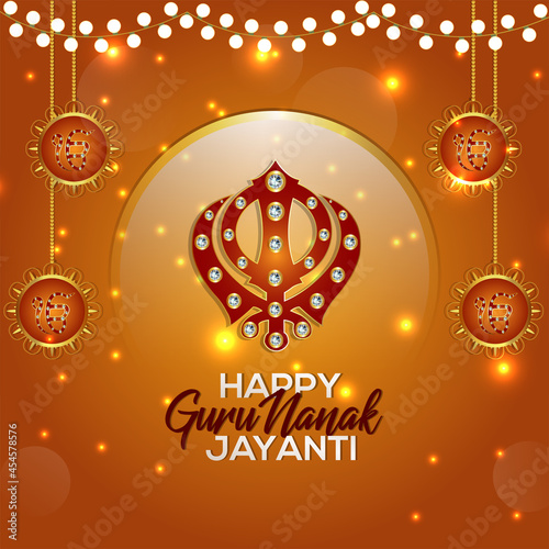 Happy guru nanak jayanti celebration greeting card