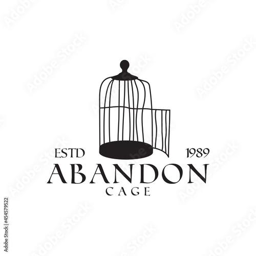 Black empty bird cage logo design