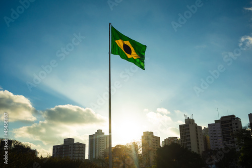 Flag of Brazil inside the Independence Park in the city of São Paulo