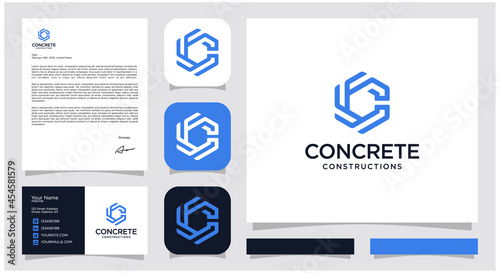 elegant letter C concrete construction design inspiration. premium vector