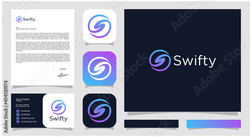 creative circle S swift logo design inspiration. icon and business card Premium Vector