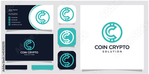 elegant letter C coin, token, digital, crypto design inspiration. premium vector