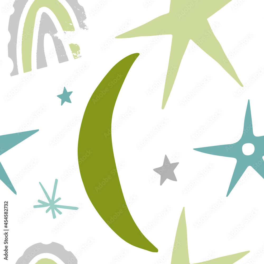 Fototapeta premium Seamless pattern for children's bedroom, doodle space clipart