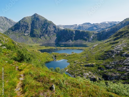 View of mountains and lakes in Folgefonna National Park, Norway © estivillml