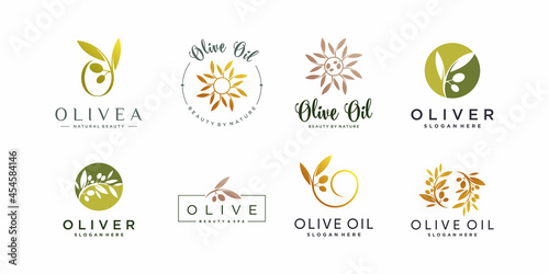 Olive logo collection with modern creative element Premium Vector