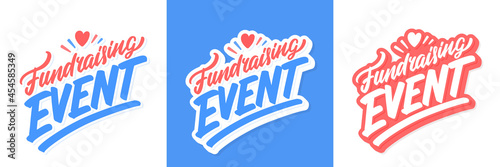 Fundraising event. Vector lettering banners set.