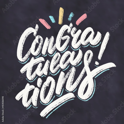 Congratulations. Vector chalkboard handwritten lettering sign
