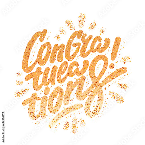 Congratulations. Vector handwritten lettering card.