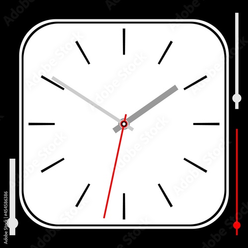 Vintage White Rounded Square Watch Dial With Arrows.