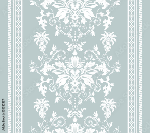 Classic Damask seamless pattern. Monochrome vintage wallpaper. Victorian tile background. Renaissance luxury pattern. Damask vintage gray, white wallpaper. For fabric, print, wedding, web, textile photo