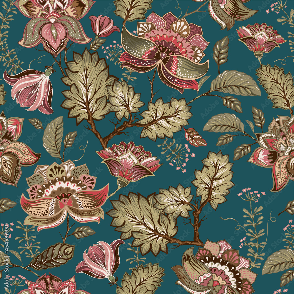 Floral seamless pattern. Indian wallpaper. Design for textile ...