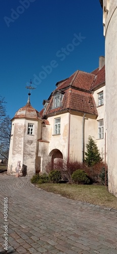 The part of the medieval castle Jaunpils,Latvia this spring. photo