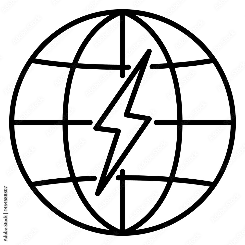 The energy of the planet. Global sources of electricity. General types of energy. Icon, vector, outline, isolated, 48x48 pixel. The energy of the planet. Global sources of electricity. General types of energy. Icon, vector, outline, isolated, 48x48 pixel.