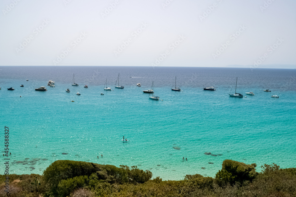 Fototapeta premium Beautiful panoramic view of the southern Sardinian sea in a sunny day.