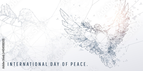 Abstract geometric and vertex of white pigeon and International Day of Peace of technology and futuristic concept photo
