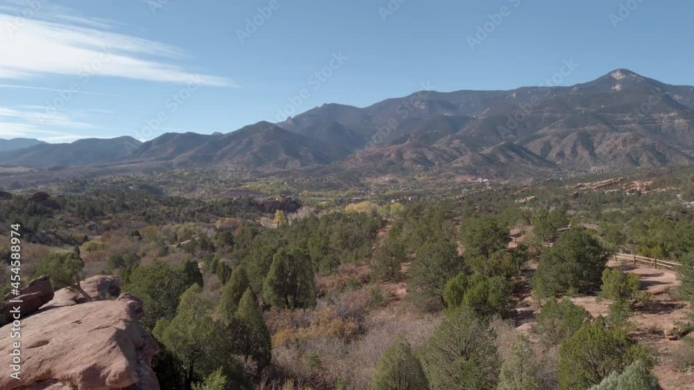 Pikes peak seen from the Garden of the Gods, Colorado Spring, Colorado