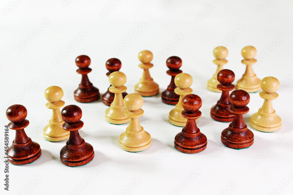 Schach Schachfiguren Bauern schwarz und weiß Schach Schachfiguren Bauern schwarz und weiß