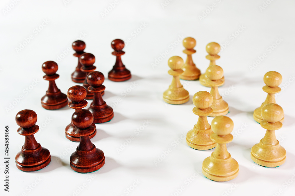 Schach Schachfiguren schwarze und weiße Bauern Schach Schachfiguren schwarze und weiße Bauern