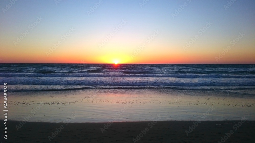 Colourful sunrise over the beach on Canary islands