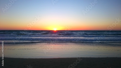 Colourful sunrise over the beach on Canary islands