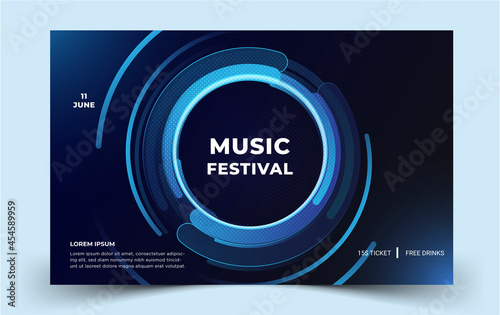 Modern landscape social media poster template music festival Premium Vector