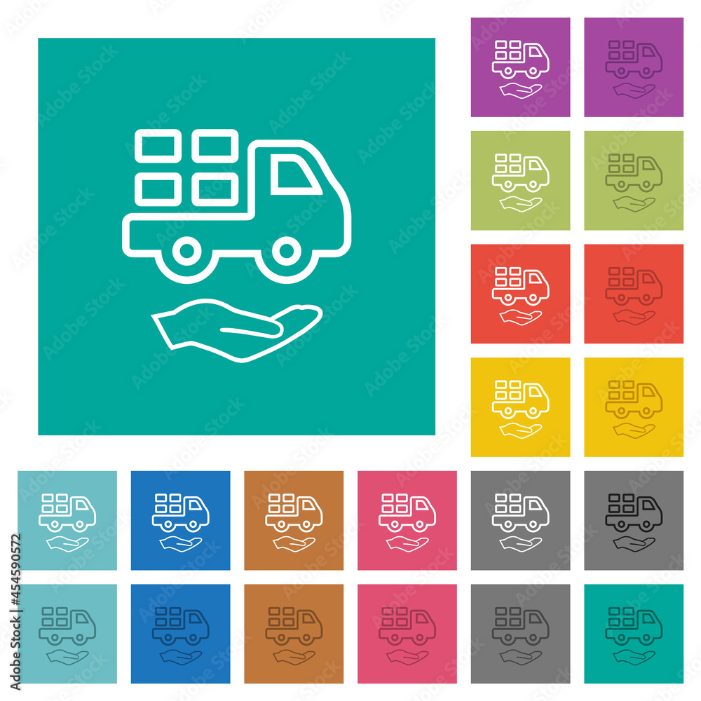 Courier services outline square flat multi colored icons Courier services outline square flat multi colored icons