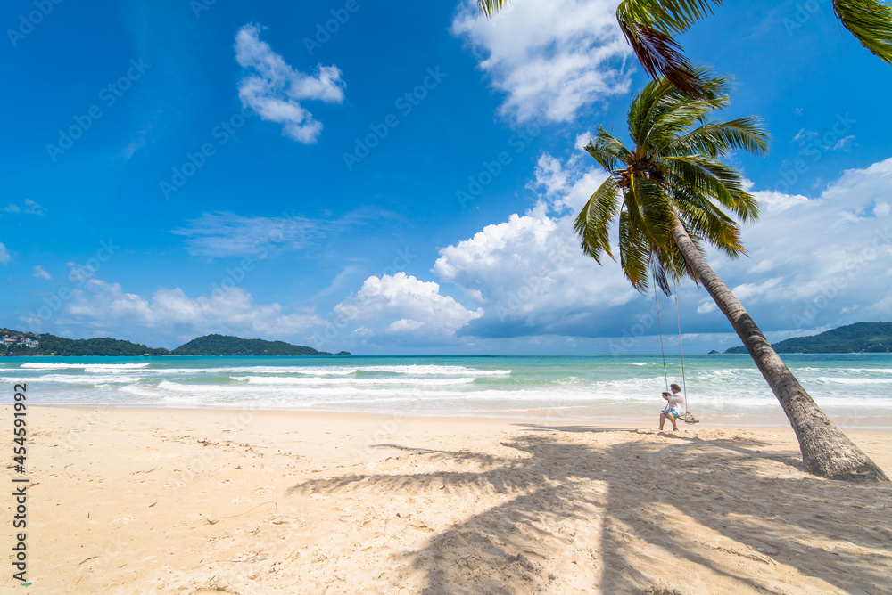 beach with coconut trees