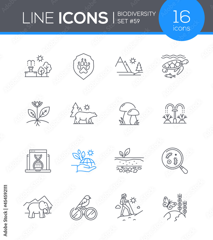 Biodiversity - modern line design style icon set