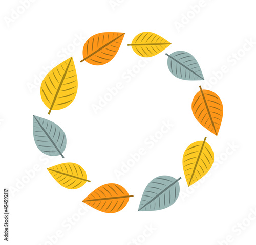 Autumn leaves round border.