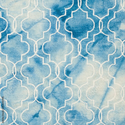 Faded dip dye fabric texture with geometric design