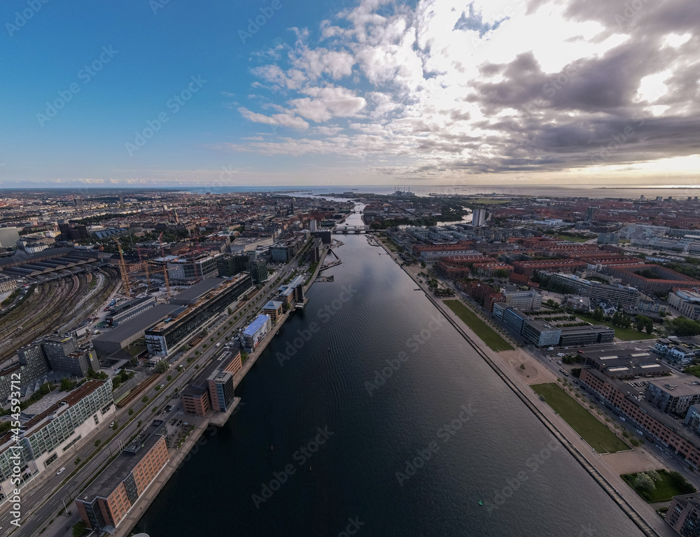 Beautiful aerial view of the Canal in Kobenhavns Havn