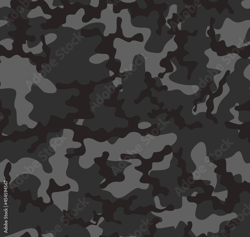 Camouflage black vector pattern, seamless modern background.
